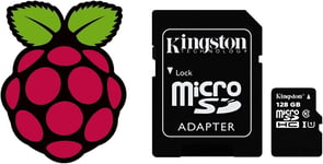 Carte Micro SD haute vitesse classe 10 128 Go préchargée avec la dernière carte Raspbian pour Raspberry Pi 4, 3B+, 3 et 2 (carte Micro SD 128 Go)