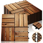 11x Dalles de terrasse en bois d'acacia pour 1m² - 30x30cm - Fixation par Clips - Terrasse - Balcon - Jardin - Piscine - Einfeben