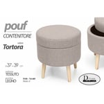 Pouf de chambre avec conteneur gris tourterelle 37 x 39 h