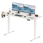 FitStand Electric Standing Desk 140x60cm Height Adjustable Standing Desk Sit Stand Desk Adjustable Desk Stand Up Desk With Smart Pannel for Home Office (White Frame+ White Desktop)