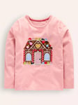 Mini Boden Kids' Cotton Lift The Flap Christmas T-Shirt, Gingerbread House