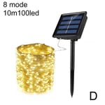 100 Led 2 8 Mode Solar Power Fairy Light String Lamp Xmas Party D Warm White 8mode