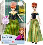 Disney La Reine des Neiges Poupée Anna Chantante, Tenue du Film Inclue, Version Anglaise, À Collectionner, Jouet pour Enfant de 3 Ans et Plus, HLW56