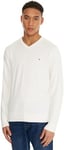 Tommy Hilfiger Homme Pull Cashmere V Neck Pull en Maille, Blanc (Ivory), M