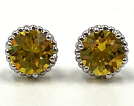 Swarovski 925 Sterling Silver Big Stud Yellow Crystal Earrings