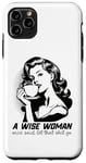 Coque pour iPhone 11 Pro Max Café humoristique rétro sage femme avec citation inspirante esthétique