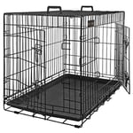 FEANDREA Cage pour Chien, avec 2 Portes, 122 x 74,5 x 80,5 cm, Noir PPD48BK