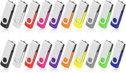 Clé USB 4Go Lot de 20 Cle USB 2.0 Mémoire Stick Pivotant Stockage Flash Drive Grande Vitesse pour PC/Ordinateur Portable/Voiture Bon Cadeau pour Enfants et Amis 10 Couleurs Mixtes.[Y968]