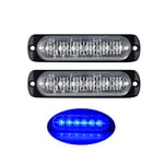 PICAA 2X stroboscopique à 6 LED pour voiture -Barre lumineuse pour véhicule de 12 V à 24 V - Balise clignotante de sécurité pour voiture, véhicule utilitaire, bateau, remorque, caravane (bleu)