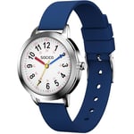 Montre Enfant Apprentissage Éducative pour Fille Garçon,30M /3ATM Étanche Time Teacher Analogique Montres Bracelet pour Garçon (Bleu)