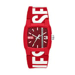 Diesel Watch for Men Cliffhanger, Solar Powered Three Hand Movement, 36 mm Red Castor Oil Case with a Pro-Planet Textile Strap, DZ2168
