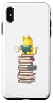 Coque pour iPhone XS Max Kawaii Cat Reading Book Stack Cute Bookworm T-shirt graphique