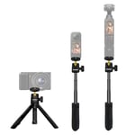 HAFOKO Desktop Camera Tripod Extendable Mini Selfie Stick Phone Tripod Vlog Travel with 360° Ball compatible for Gopro/DJI Osmo Pocket 3/Insta 360 X4/X3 Go3 3s/Webcam