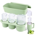 WUJUN Ice Cube Tray for Stanley Cup 30-40Oz Tumbler, Silicone Ice Cube Moulds with Lid and Bin for Chilling Cocktails, Whiskey, Drinks, Coffee, Easy Fill and Release Ice Make (Green, 40 oz)