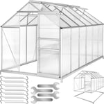 TECTAKE Serre de Jardin Polycarbonate 693 m² + 1 Embase en Acier + avec Porte coulissante + Lucarnes