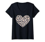 Womens Daisy Heart Flower Design for Valentines Day, Mothers Day, V-Neck T-Shirt