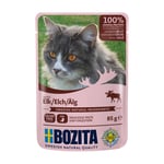 12 x 85 g Bozita Pouch våtfoder katt till sparpris! - Bitar i gelé med älg