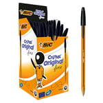 BIC Cristal Original Stylos-Bille Pointe Fine (0,8 mm) - Écriture Fine et Précise - Noir, Boîte de 50