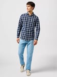 Wrangler One Pocket Regular Fit Check Cotton Shirt, Indigo Plaid