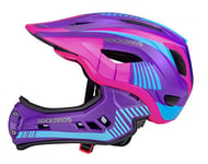 ROCKBROS Casque BMX d'enfant, Casques Intégral Vélo VTT, Casque Complet pour Garçon Fille Anti-Choc Menton Protection Détachable S/M(48-58cm) Taille Ajustable avec CE