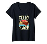 Womens Cello Player Retro 70s Vintage Style Cello Love V-Neck T-Shirt