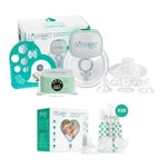 MAMASHY Kit Mama Start - 1 Tire Lait Electrique Main Libre Portable, 20 Sachet Conservation Lait Maternel, Silicone Doux, Sans BPA, Adapté à Toutes les Tailles, Allaitement Accessoires Bebe Naissance