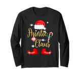 Auntie Claus Funny Family Christmas Pjs Top for Aunt Women Long Sleeve T-Shirt