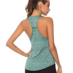 Workout Tops for Women U-neck vest Athletic Racerback Tank Yoga Shirts Gym Clothes Gym Exercise Running t-shirts,green,L