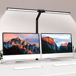 bravzurg lampe de table LED avec pince, 78cm 24W puissante super longue à deux sources lumineuses, avec capteur de lumière, 5 températures de couleur, 5 luminosité, pour ecran, bureau