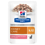 Ekonomipack: Hill's Prescription Diet Feline 48 x 85 g portionspåsar - 85 g k/d Kidney Care Salmon i portionspåse