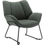 Wahson Office Chairs - Fauteuil Salon Confortable Assise Épais Fauteuil Chambre avec Pied Métal Fauteuil Relax pour Salon, Lin, Vert