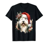 Christmas Old English Sheepdog Dog Watercolor Artwork T-Shirt