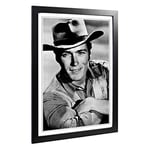 Big Box Art Framed Print of Clint Eastwood (1) Design | Wall Art Picture | Home Decor for Kitchen, Living, Dining Room, Lounge, Bedroom, Hallway, Office, Black, A2 / 24.5x18 Inch / 62x45cm