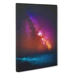 Big Box Art Stars Over The Ocean in Abstract Canvas Wall Art Framed Picture Print, 30 x 20 Inch (76 x 50 cm), Blue, Plum, Maroon, Teal, Orange