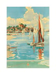 Wee Blue Coo Travel England Maldon British Railways Harbour Sail Boat Wall Art Print