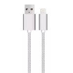 SiGN USB kabel med Lightning kontakt för iPhone & iPad Silver/nylon, 1m Silver