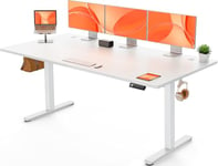 ErGear Bureau Assis Debout Electrique, Bureau Réglable en Hauteur Electrique 180 x 80 cm, Bureau Informatique avec Panneau Intelligent à 4 Mémoires, Bureau Blanc avec Plateau en Panneaux Assemblés