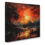 Apocalypse Now Palette Knife Painting Canvas Wall Art Print Ready to Hang, Framed Picture for Living Room Bedroom Home Office Décor, 50x50 cm (20x20 Inch)