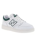 Baskets New Balance tennis en cuir blanc avec monogramme vert à talon plat et à lacets