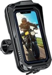 Support Telephone Moto Etanche 360° Rotation Support Smartphone Moto Anti Vibration Support Téléphone Scooter Avec Ecran Tactile Porte Moto Retroviseur Pour Téléphone Jusqu'à 7,0"" (Noir A)(Q125)