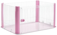 Iris Ohyama Dog Pen with Lockable Door, H60cm, Pink, Dog Cage, Plastic, Puppy Enclosure, For Rabbit Run, Indoors, Outdoors, Playpen for Dogs, Cats, Rodents, Pets, Dog Fence, Kennel, CLS-1130