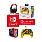 Pack Manette SWITCH Filaire Nintendo Pokémon Pikachu Lightning Officielle + Casque Gamer PRO H3 Rouge SPIRIT OF GAMER SWITCH