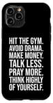 Coque pour iPhone 11 Pro Gym, argent, prière - Hustle, Success, Grind, Motivation