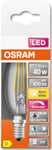 Dimbar mignon lyspære LED E14 Osram, varmhvit