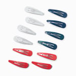 Claire's Red, White, & Blue Snap Hair Clips - 12 Pack