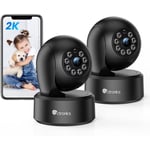 Ctronics Lot de 2 Caméra Surveillance WiFi Intérieur, 360° PTZ IP Caméra avec Détection Humaine/Mouvement, Suivi Auto, Vision Nocturne IR 20M, Audio