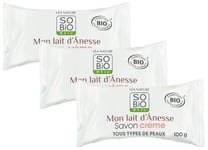 So'Bio étic - Savon crème, Mon Lait d'Ânesse 100g (Lot de 3)