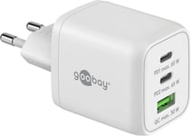 64754 Chargeur Rapide Multiport Usb-C Pd Nano (65 W) / 2 X Usb-C Pd 1 X Usb-A Quick Charge/Adaptateur Secteur Pour Câbles De Charge Iphone Et Autres Téléphones Mobiles/Blanc