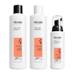 Nioxin Scalp + Hair Thickening System 4 Kit - Hair Treatment System for Coloured Or Dry Damaged Hair with Progressed Thinning - Shampoo, Conditioner & Scalp Treatment (150+150+40ml)