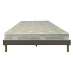 King of Dreams Matelas Mina + Sommier Gregory Gris 200x200 x 19,5 cm - Une Face Soutien Souple et Une Face Soutien Très Ferme - Reference Nina - Tissu a HR Derniere Generation Indefo